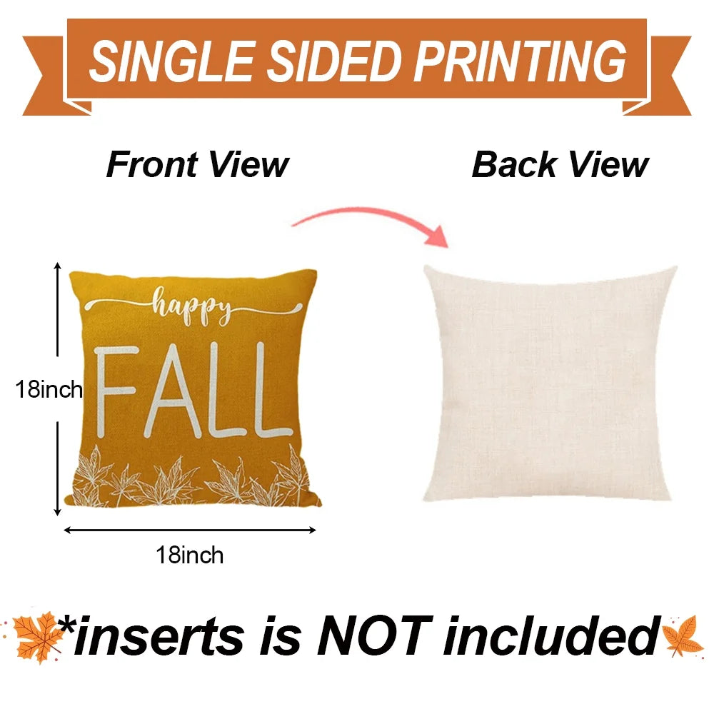 Buffalo Plaid Pumpkin Maple Leaf Fall Throw Pillow Covers Set of 4 P2358
