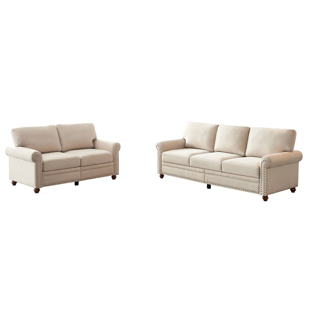 Beige Linen Sofa with Storage U811142