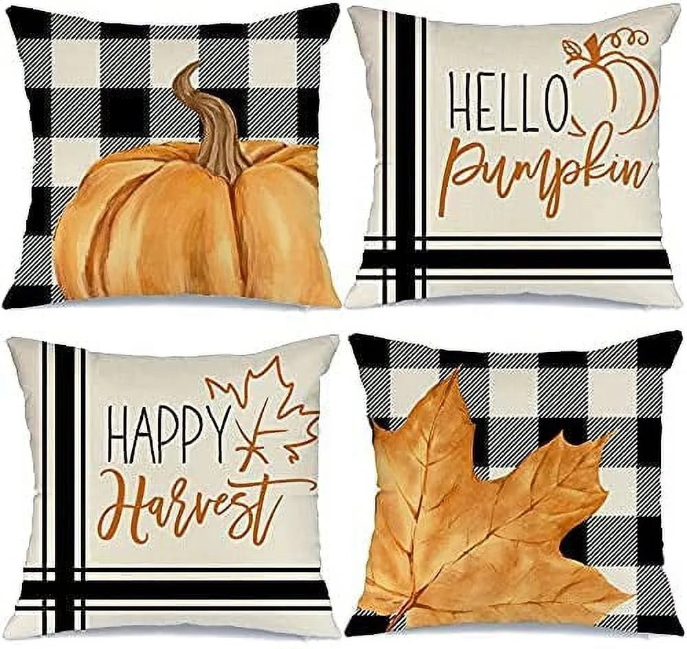 Fall Decor Pillow Covers 18x18 Set of 4 Outdoor Throw Pillows Q546