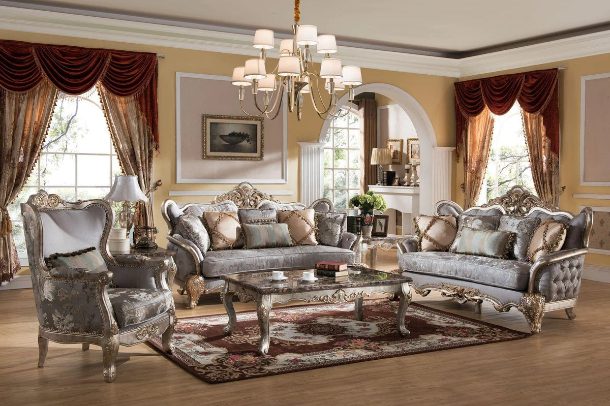 Metallic finish Wood Sofa Set 3Pcs Q669206