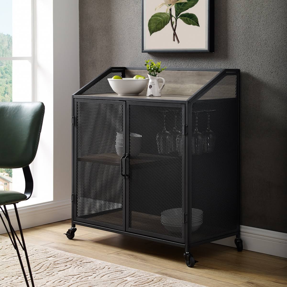 Industrial Bar Cabinet with Mesh D260410
