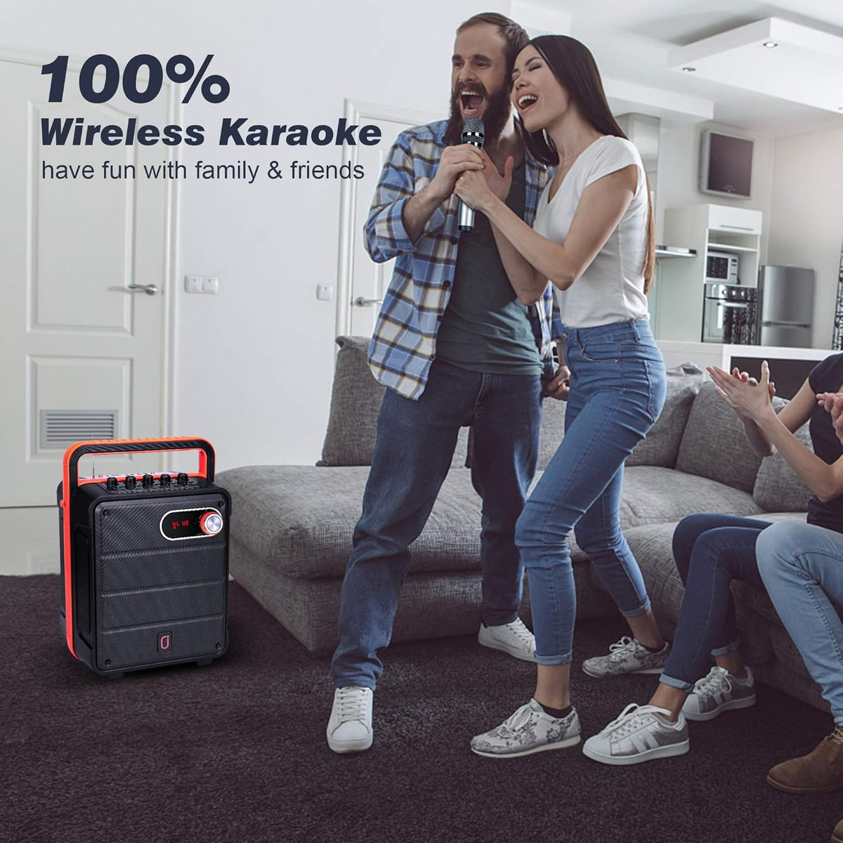 Rechargeable Bluetooth Karaoke Speaker with Microphone W9117