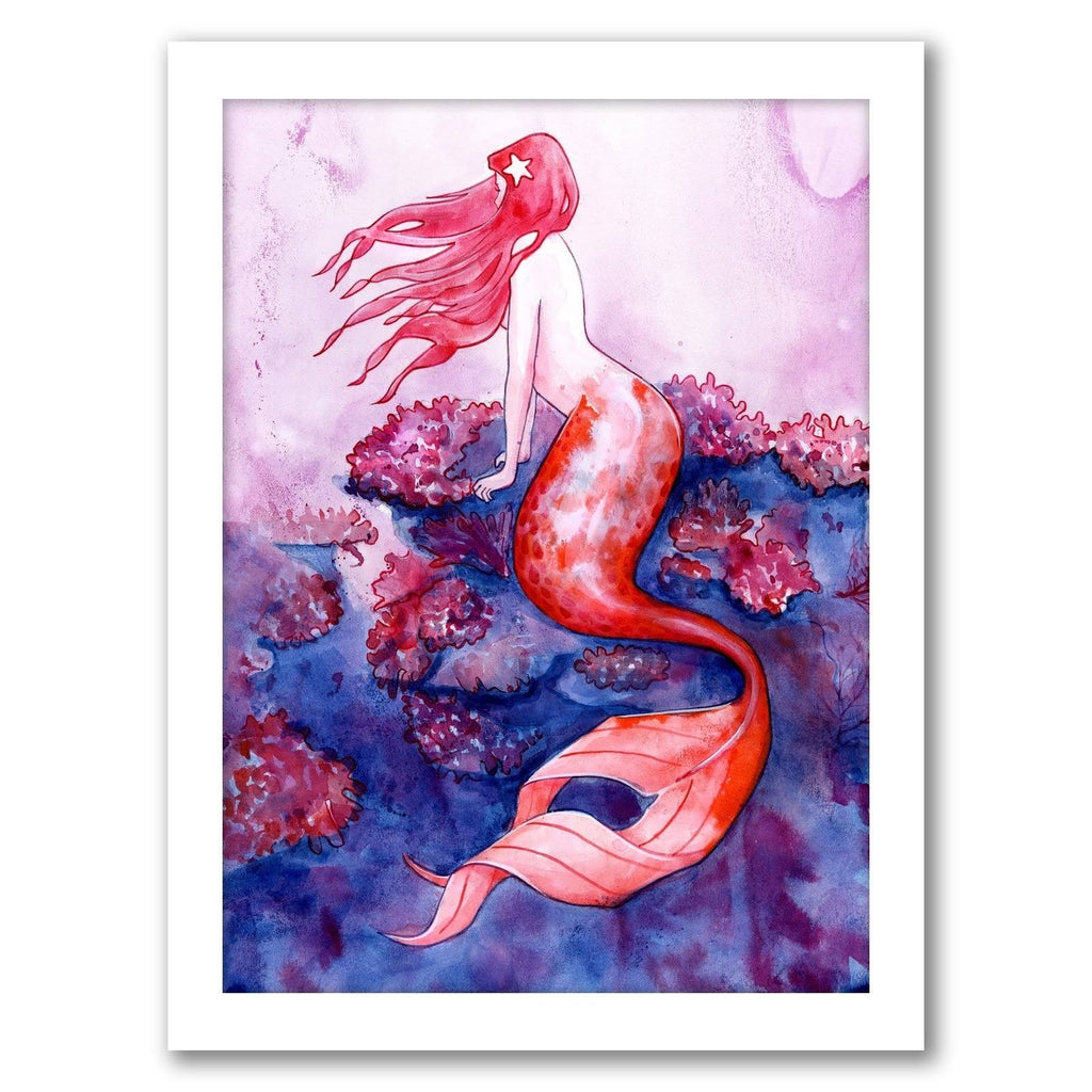 Red Coral Mermaid Black Frame 11x22x14x22 Y391237