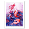 Red Coral Mermaid Black Frame 11x22x14x22 Y391237