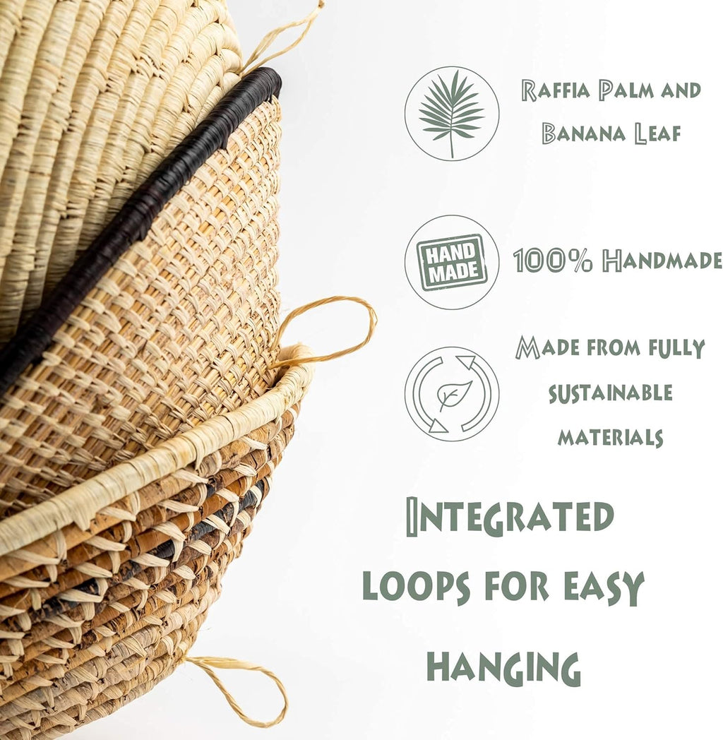 Set of 6 Handmade Woven Wall Baskets G28481