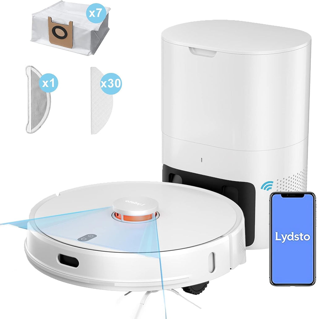 White Robotic Vacuum Cleaner with Self Empty B926