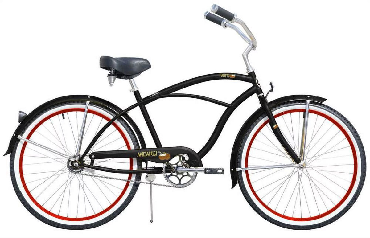 26" Beach Cruiser Coaster Brake Stainless Steel Spokes Alloy Red Rims Black/ Red G452984