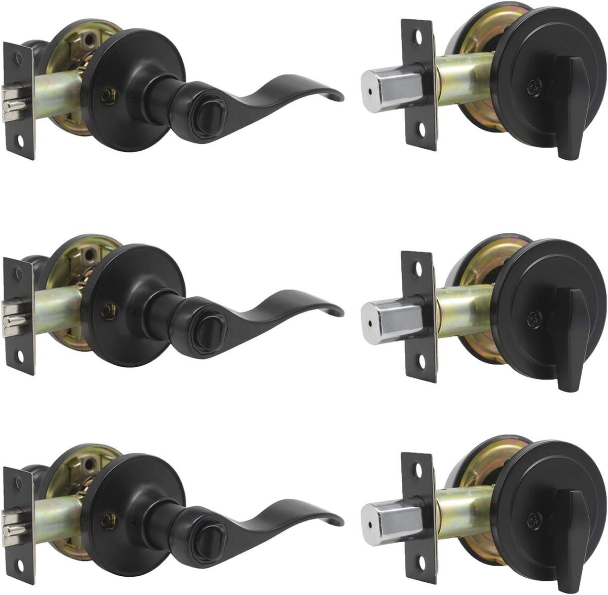 Satin Nickel Entry Door Handle Set with Deadbolt, 2 Pack D3299