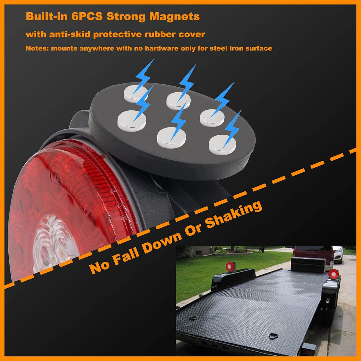 Magnetic Wireless Trailer Towing LED Light Kit with 7 Pin Transmitter Connectors Rechargeable Battery M308