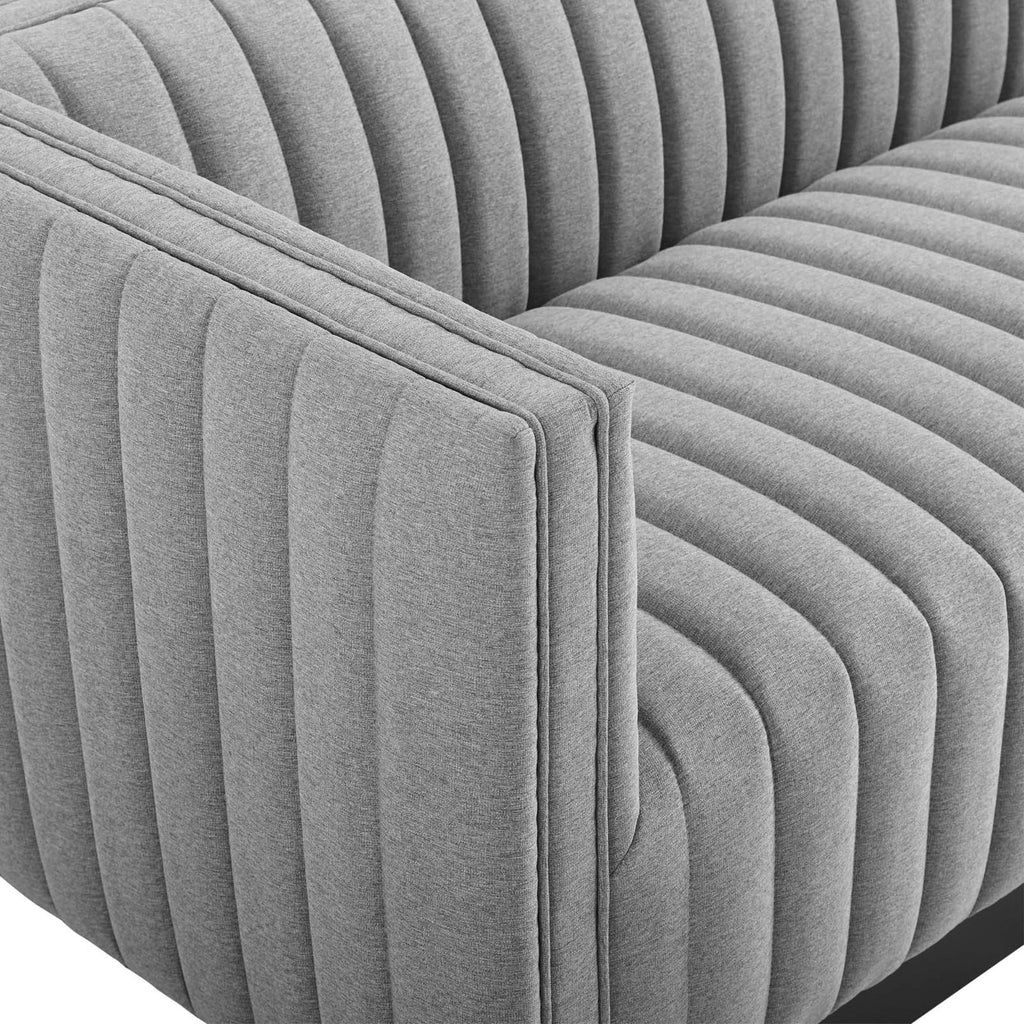 Light Gray Tufted Upholstered Fabric Sofa B831