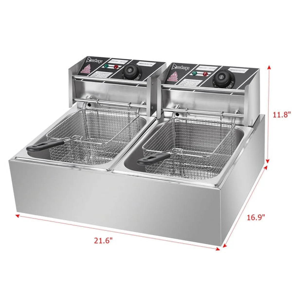 5000W 110V 12L Stainless Steel Double Cylinder Electric Fryer X585066