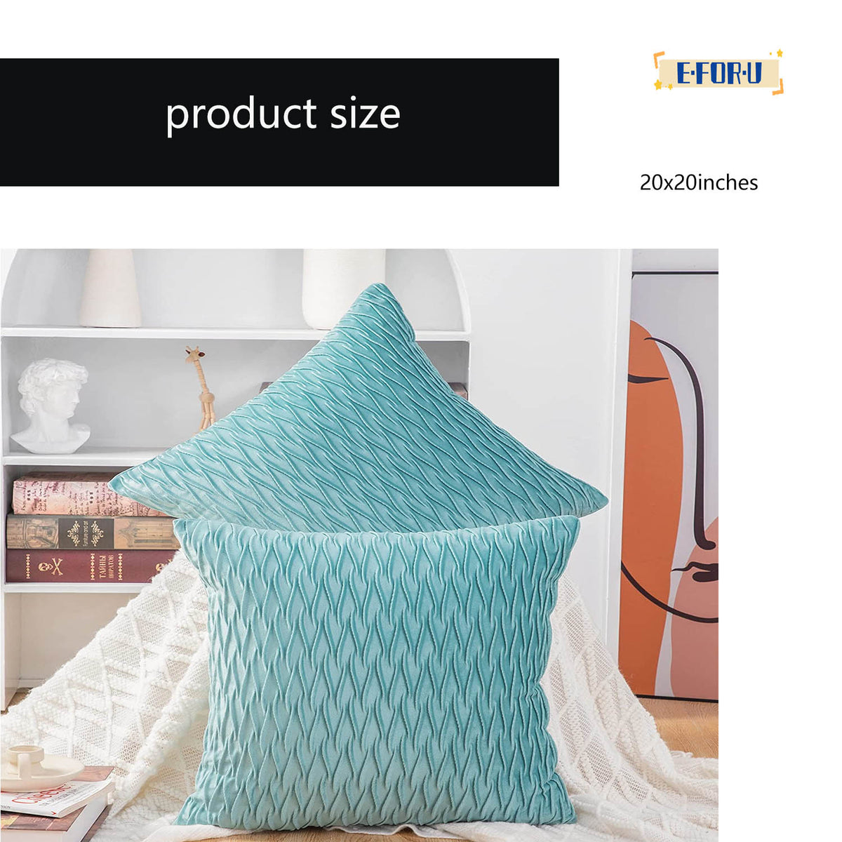 Set of 2 Velvet Decorative Throw Pillow Covers 20x20 inch Square Cushion Case L5897