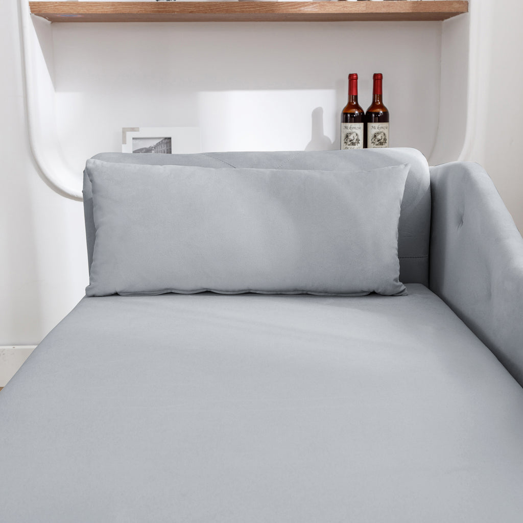 Grey Velvet Chaise Lounge with Storage & Pillow R129