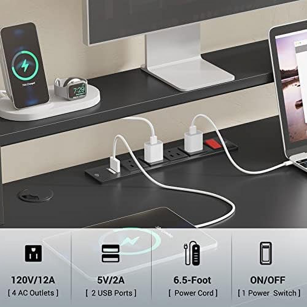 L Shaped Gaming Desk with File Drawer and Power Outlet U14938