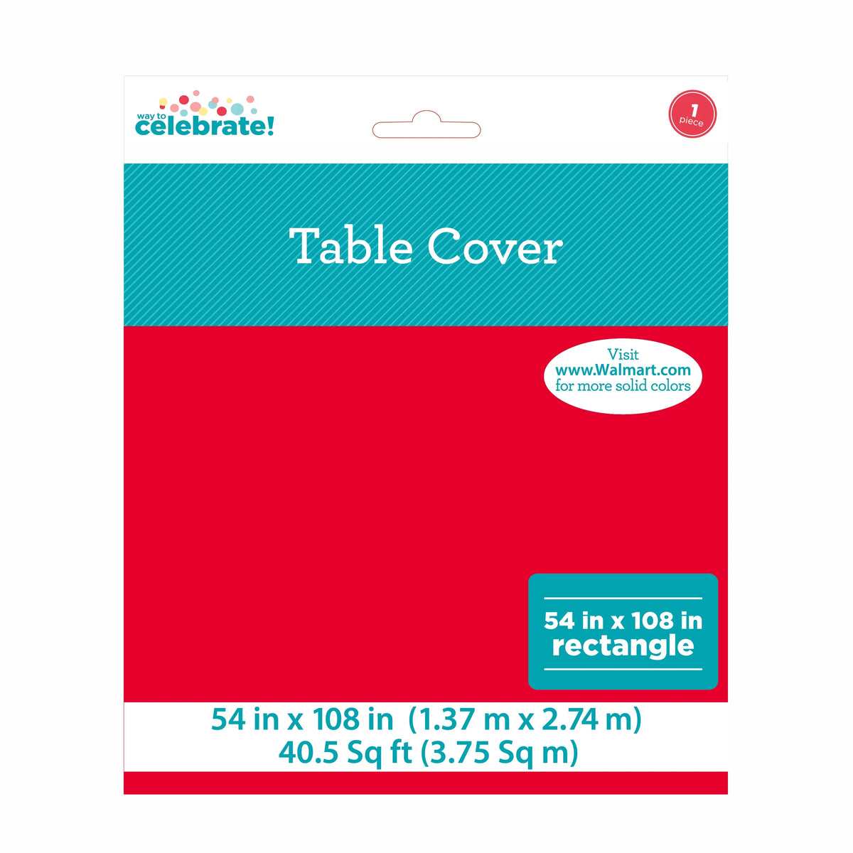 Red Plastic Party Tablecloth, 108in x 54in N54071