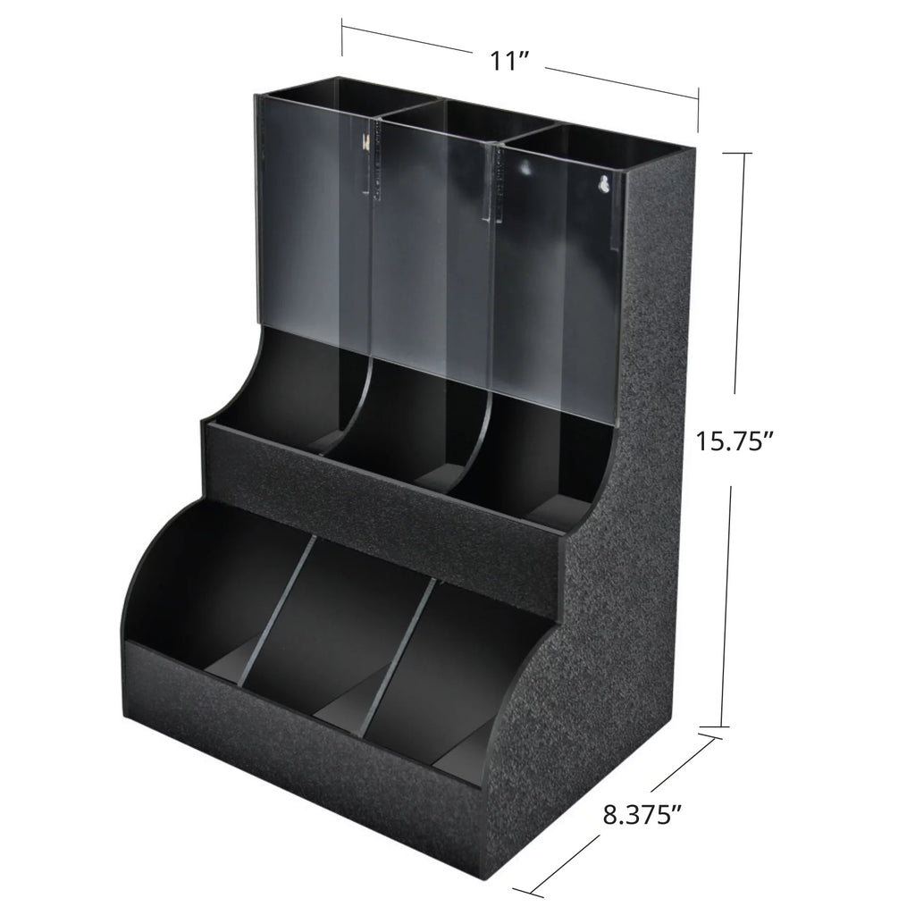 Black Six Compartment Two-tiered Condiment Organizer L2197