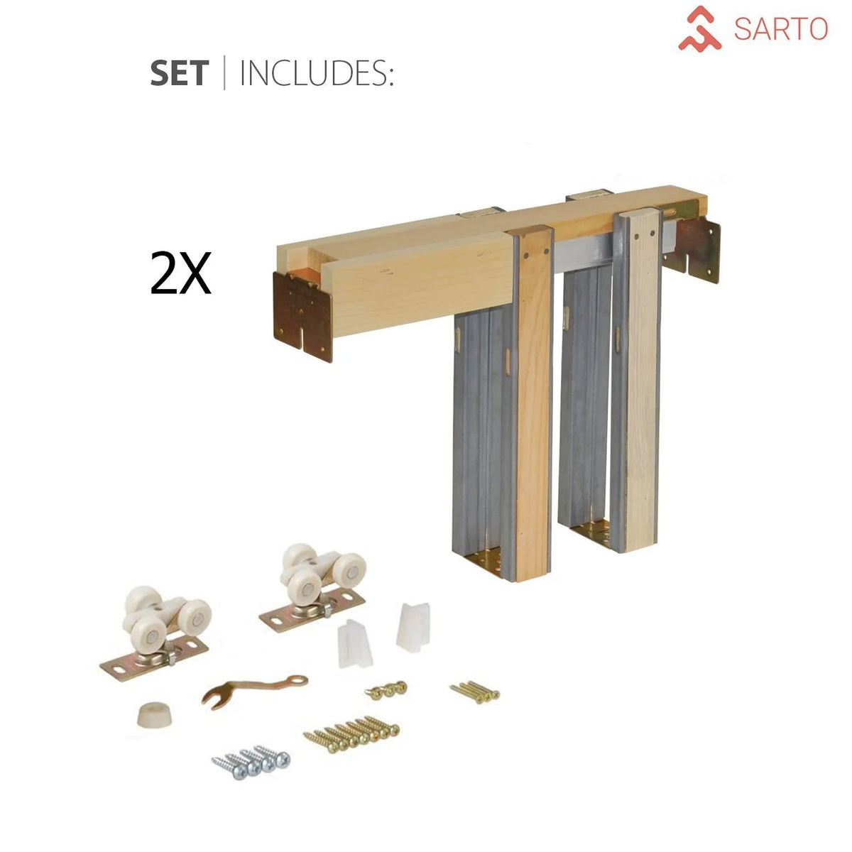 Sliding Brown Doors 48 x 80 with Strips X315445