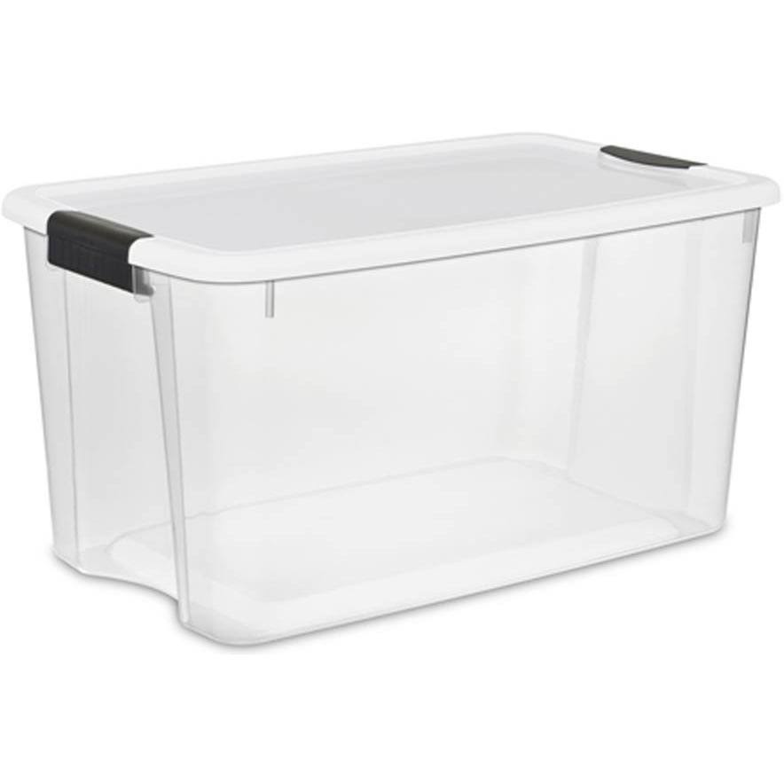 70 Quart Ultra Latch Storage Box with Lid See-Through Base (24 Pack) Y120
