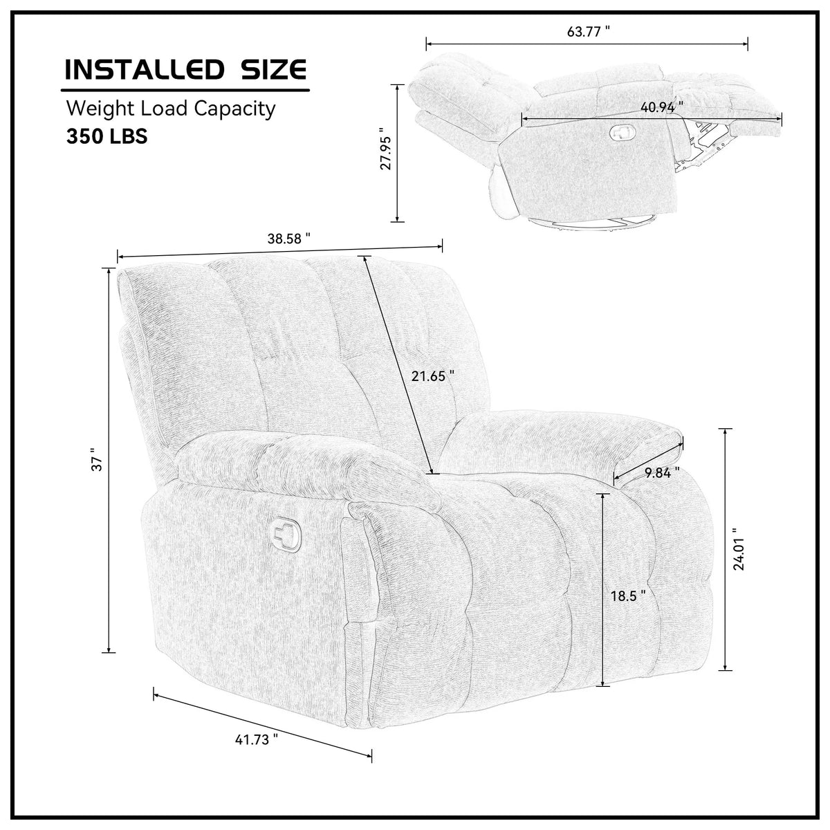 Cream Fabric Single Sofa Reclining Chair I43454