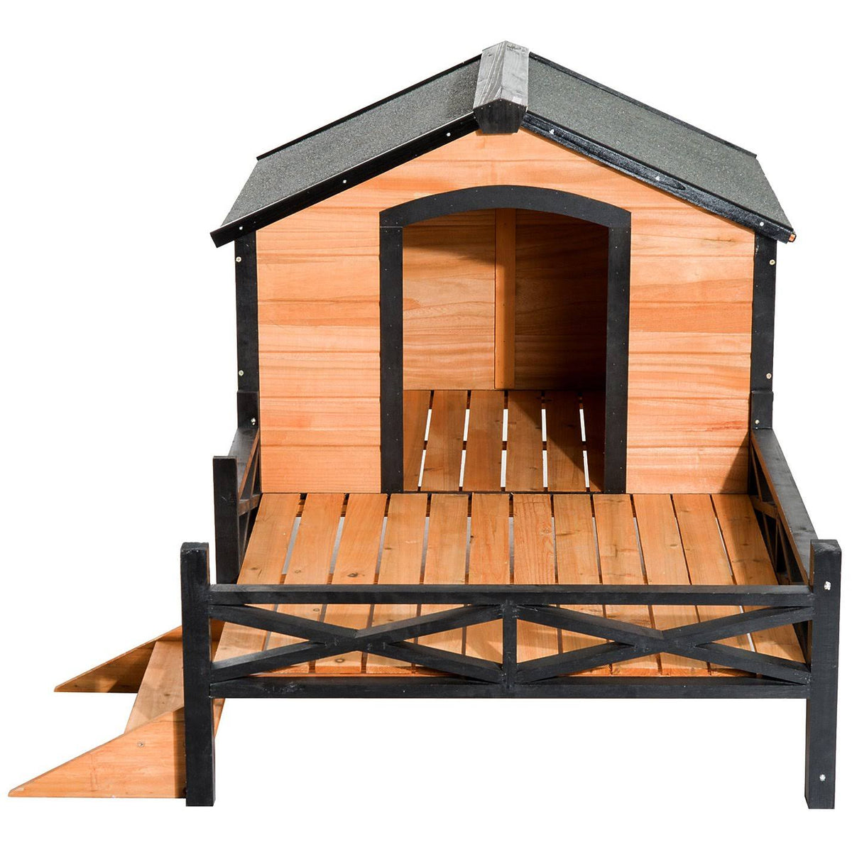 Covered Elevated Dog House with Porch X566924