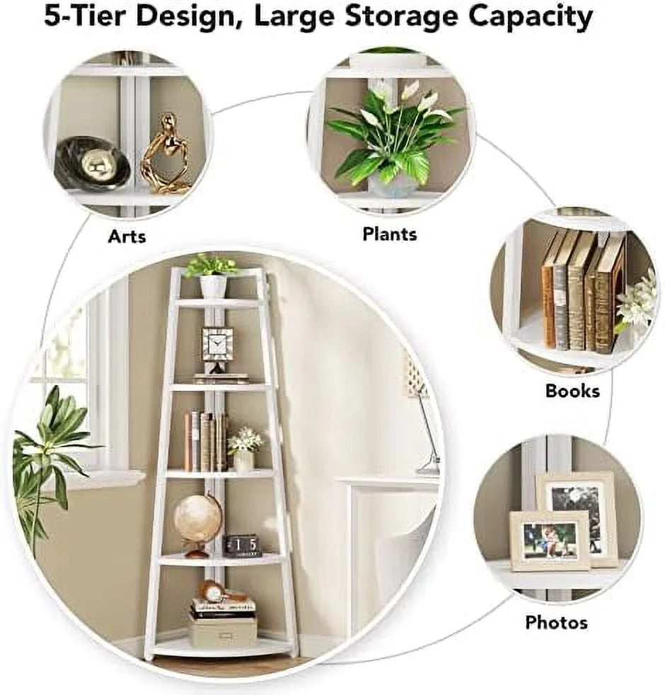 Gold 5 Tier Corner Bookshelf B3279