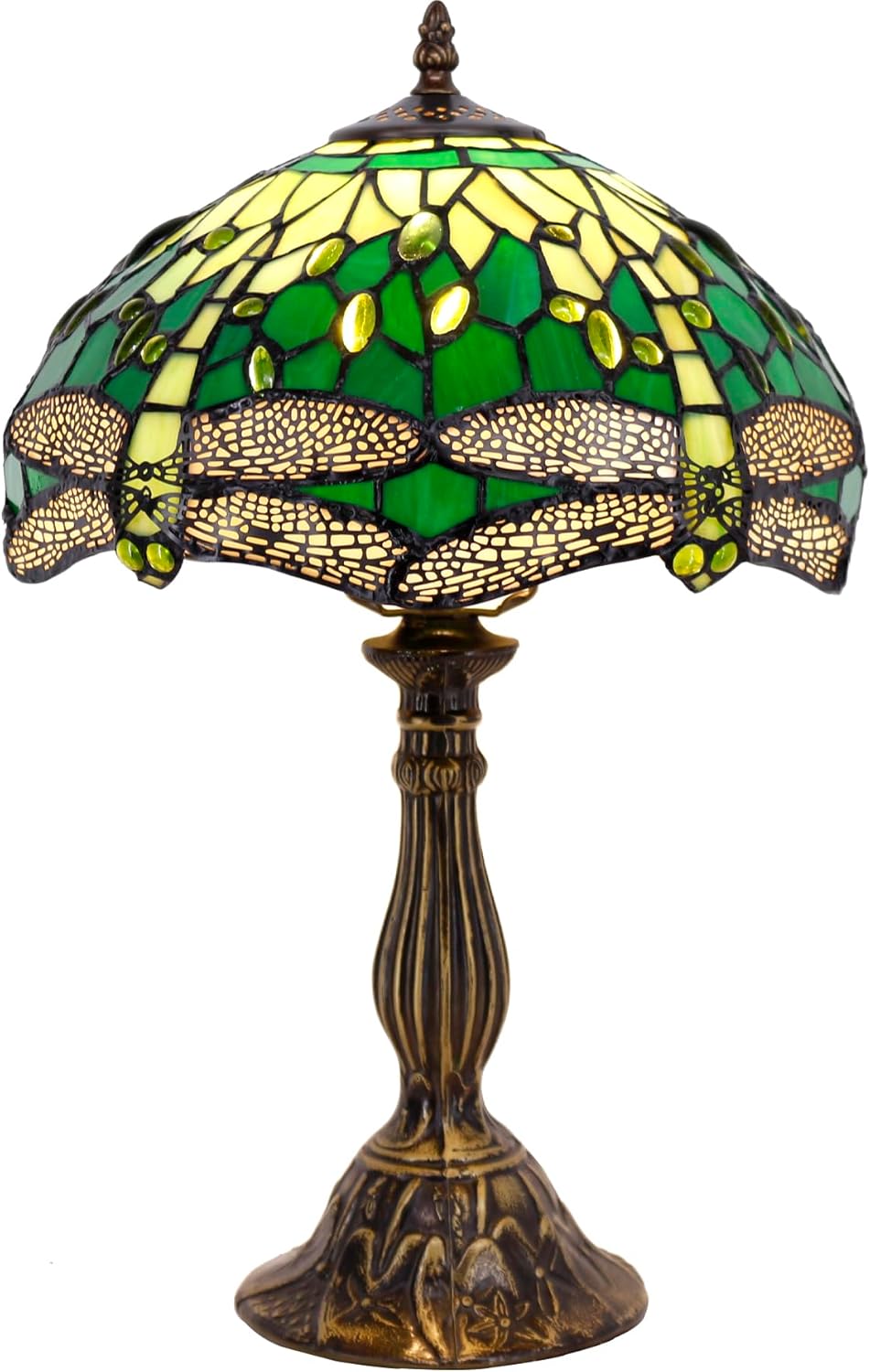 Tiffany Lamp Green Stained Glass Table Lamp 12X12X18 Inches B8977