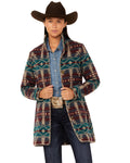 Burgundy Southwestern Print Jacket R938