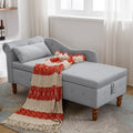 Grey Velvet Chaise Lounge with Storage & Pillow R129