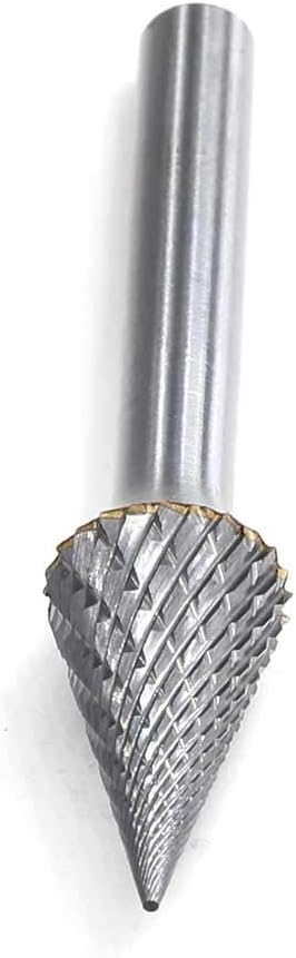 Tungsten Carbide Double Cut Rotary Burrs Pointed Cone Shape, 1/2'' Cutter Dia, 1'' Cutter Length, 1/4'' Shank, Pack of 2 T5935
