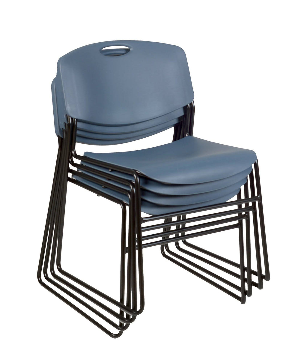 Cherry Black Square Breakroom Table with 4 Stack Chairs A9792