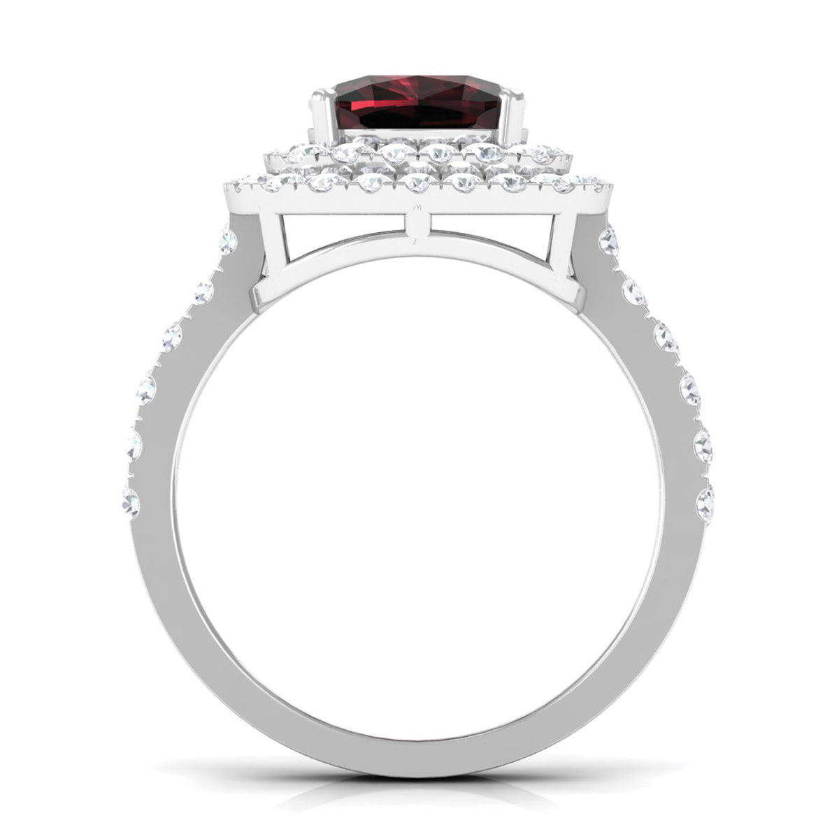 4 CT Garnet Engagement Ring with Double Halo Moissanite, 925 Sterling Silver O589114