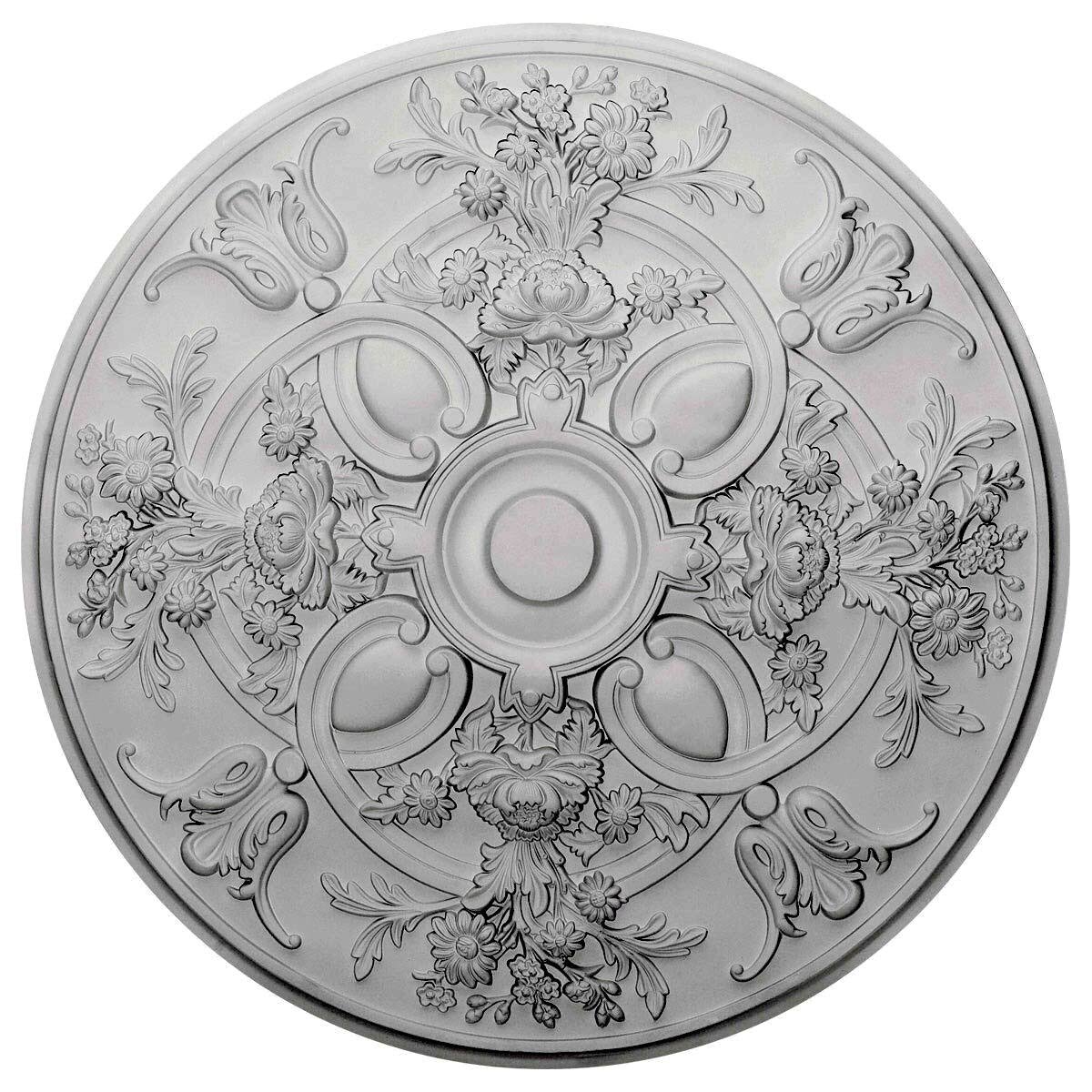 31 1/4x22OD x 2 1/4x22P Hand-Painted Pewter Ceiling Medallion J204464