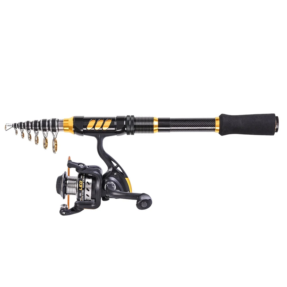 Telescopic Fishing Rod and Reel Combo Kit with 100M Fishing Line Lures Hooks Jig Head and Carrier Bag I59860