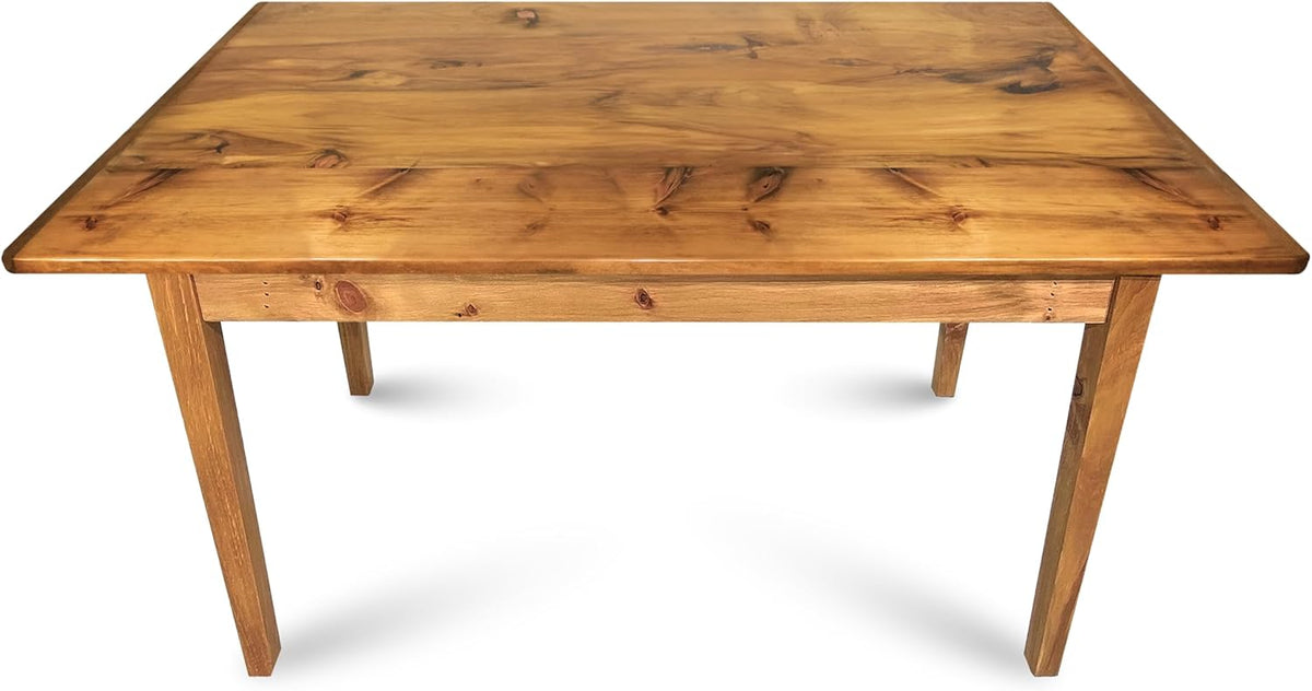 Solid Wood Rustic Farmhouse Dining Table with Breadboard Ends (5', Light Natural) W48185