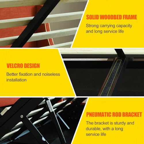 King Size Hydraulic Lift Bed with Gold Line Accents E6489