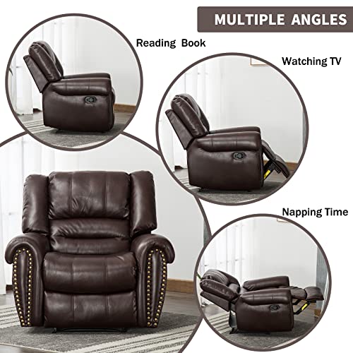 Leather Recliner Chair Set of 2, Nut Brown W619