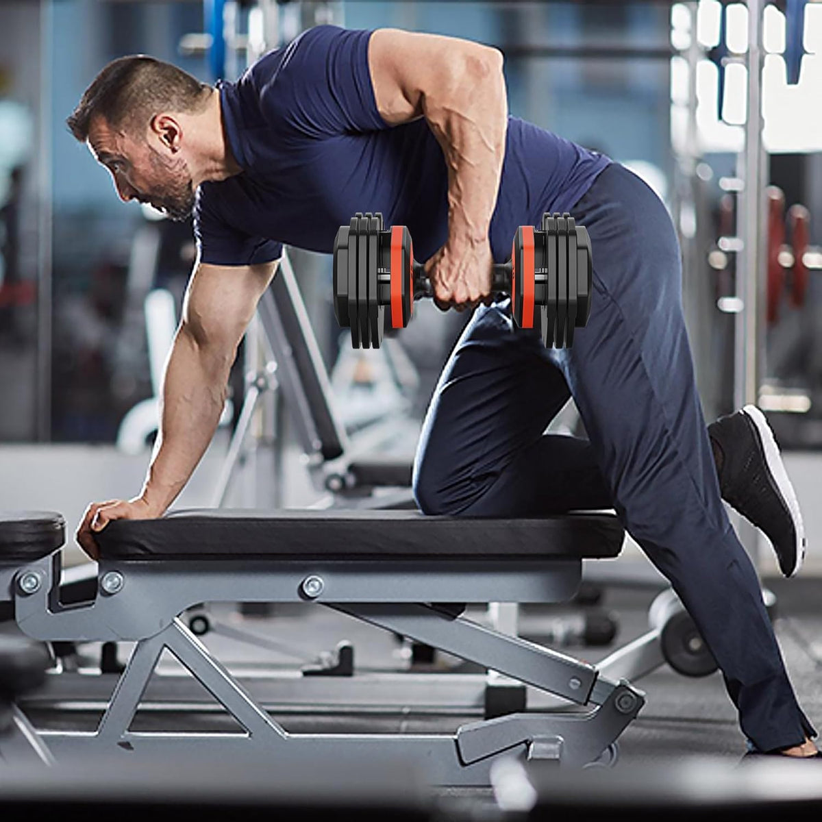 55LB Adjustable Dumbbell Set with Anti-Slip Handle Y58577