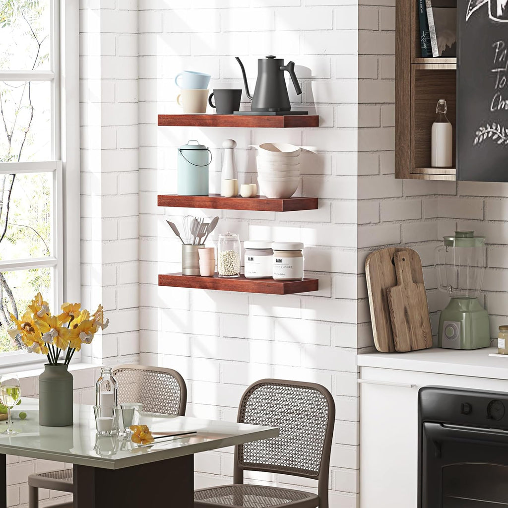 3 Pack Wall Mounted Shelves (Walnut) S59489