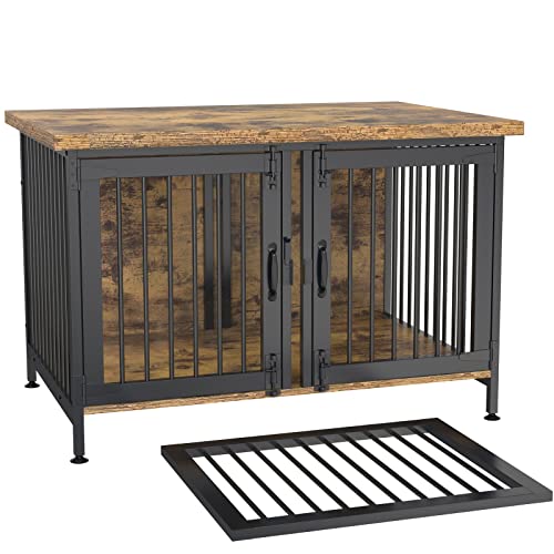 Black Double Dog Crate with Divider U936