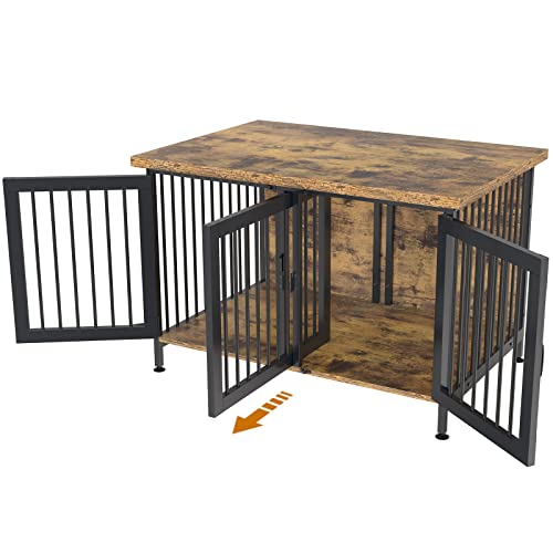 Black Double Dog Crate with Divider U936