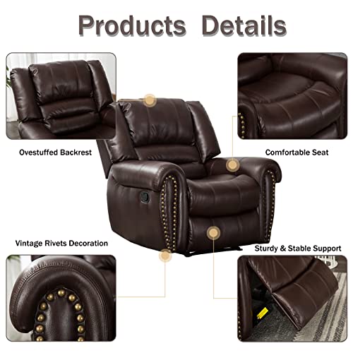 Leather Recliner Chair Set of 2, Nut Brown W619
