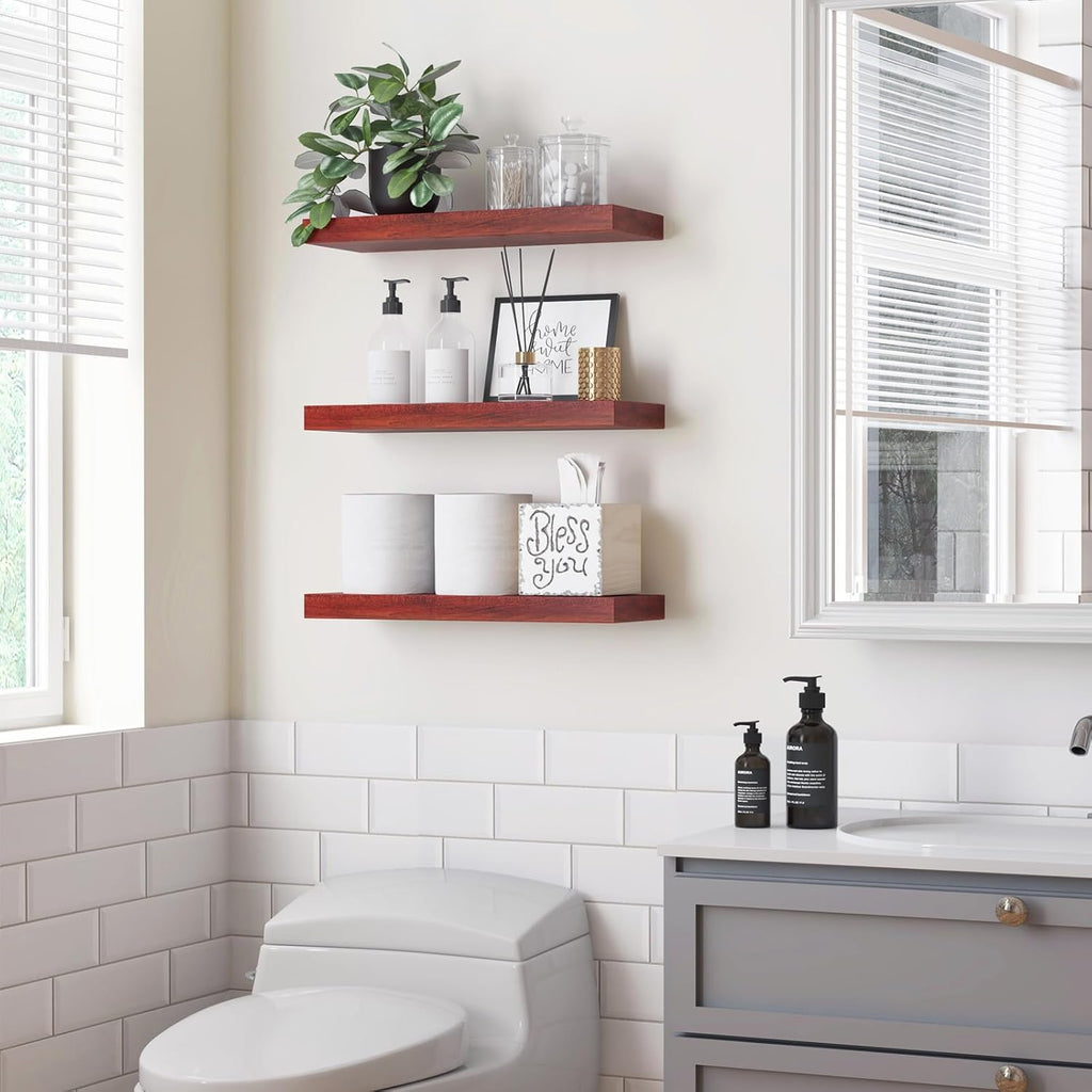 3 Pack Wall Mounted Shelves (Walnut) S59489