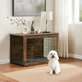 Wooden Dog Crate End Table with Dual Doors, 27 Inch N727803