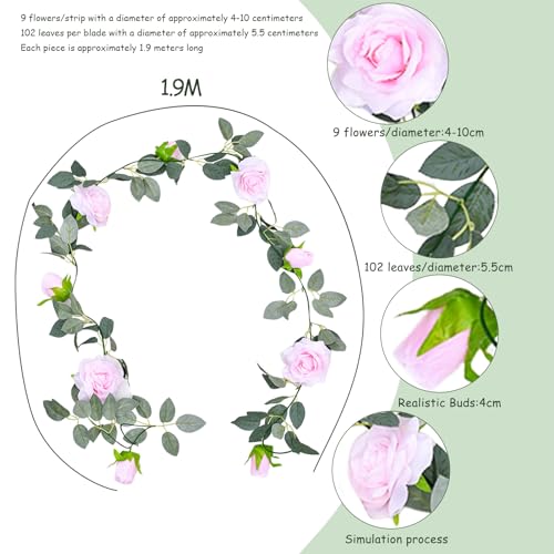 Light Pink Artificial Eucalyptus Rose Garland W5720