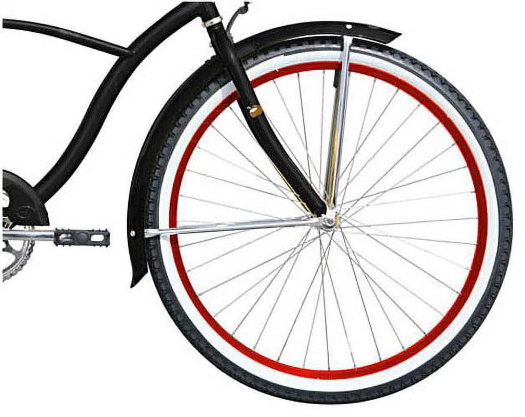 26" Beach Cruiser Coaster Brake Stainless Steel Spokes Alloy Red Rims Black/ Red G452984