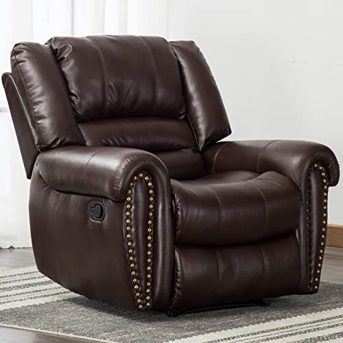 Leather Recliner Chair Set of 2, Nut Brown W619