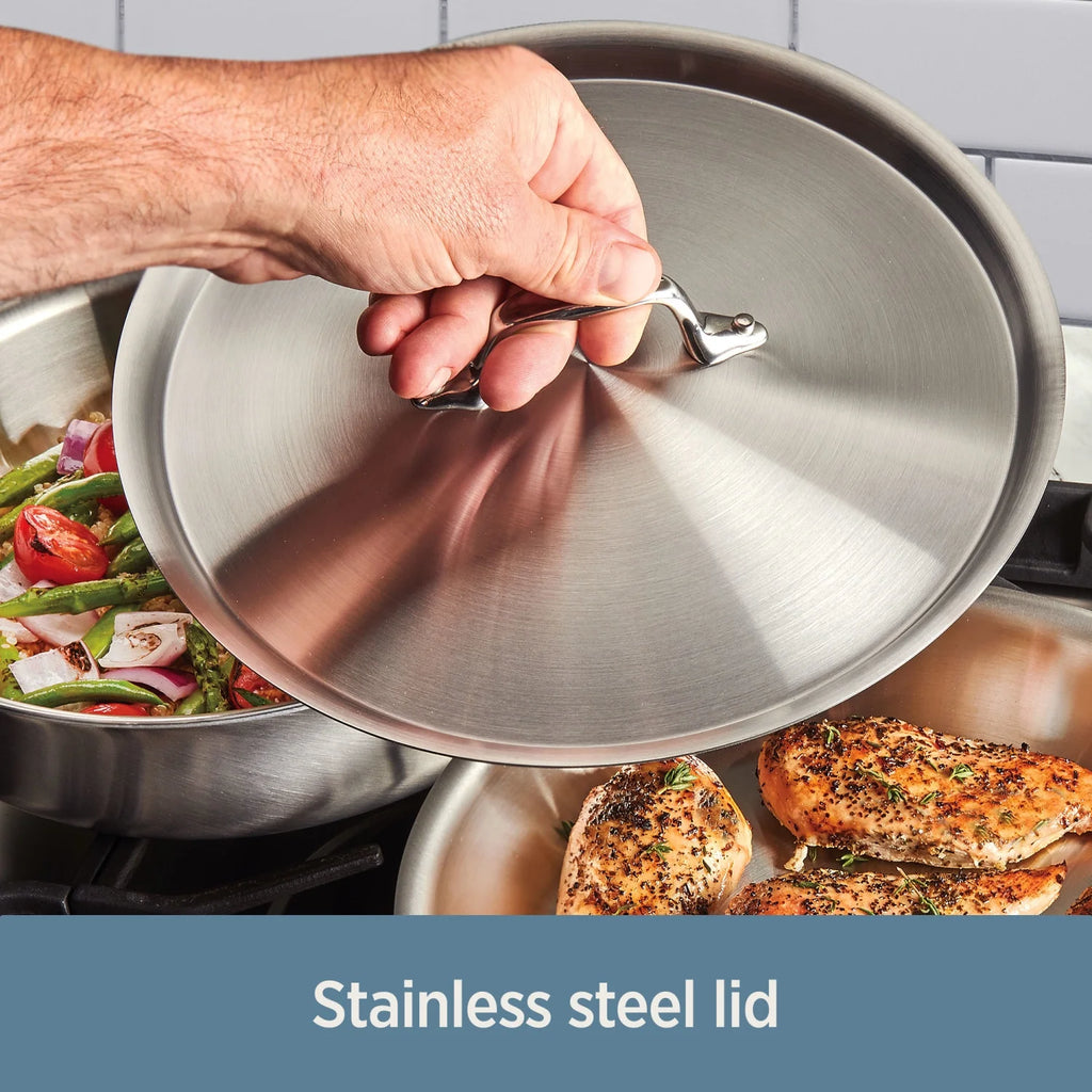 Stainless Steel Tri-Ply Bonded Sauce Pan with Lid, 3-Quart Y90733