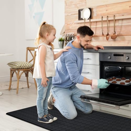 Grey Cushioned Anti Fatigue Kitchen Mats 2 PCS, 17.3"x 28"+17.3"x 47" Z3429