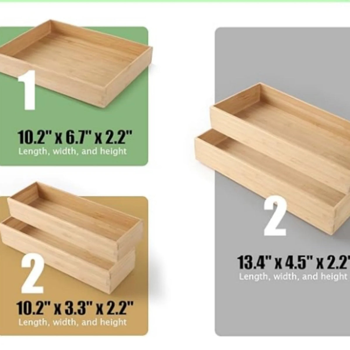 Bamboo Drawer Organizer Set of 5 M975031