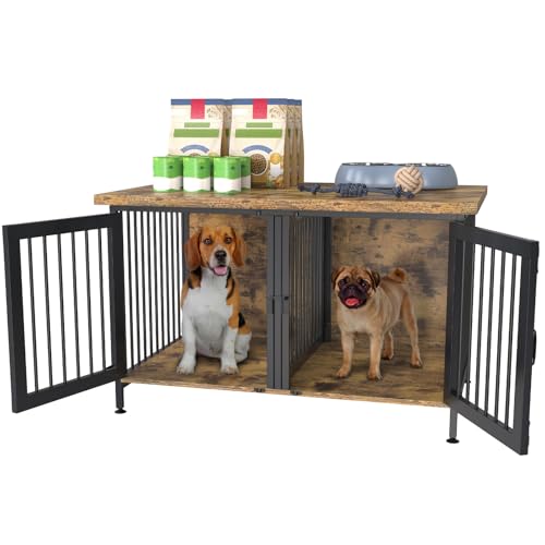 Black Double Dog Crate with Divider U936